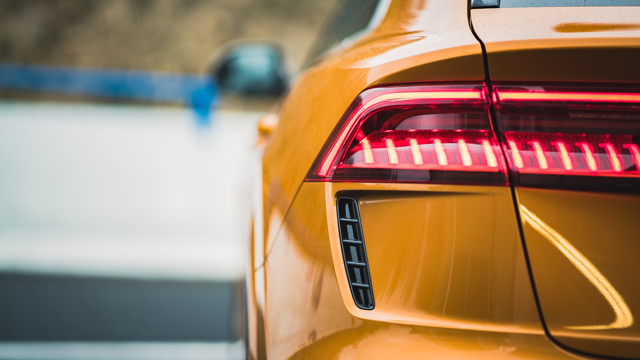 Taillight of a Yellow Car